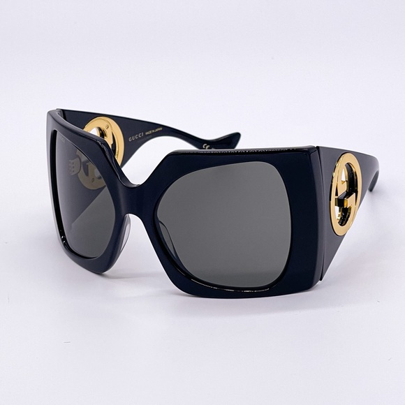 NEW GUCCI OVERSIZED BLACK WOMEN SUNGLASSES GUCCI GG1255S 001 - Picture 7 of 12